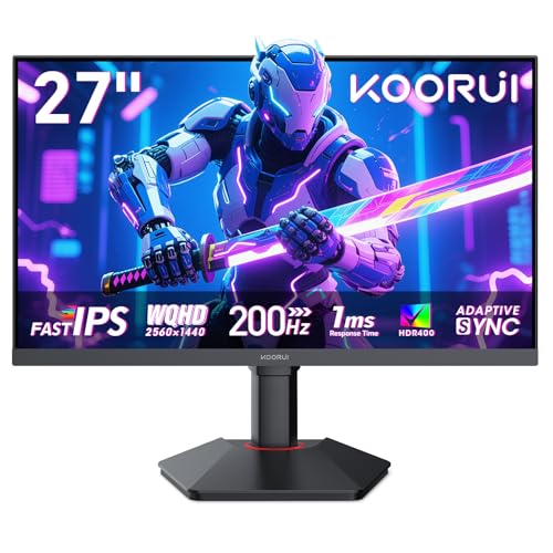koorui 27 zoll gaming monitor 200hz fast ips qhd 2560x1440 adaptive sync 1ms hdr400
