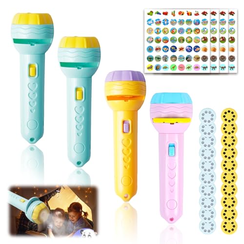 wiyety taschenlampen projektor kinder 4er set mit 80 mustern für kinder ab 3 jahren