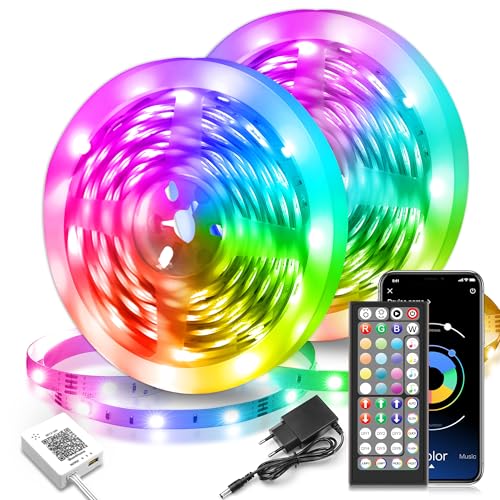 rgb led strip 30m mit fernbedienung, app und musik-synchronisation für zuhause, party und gaming