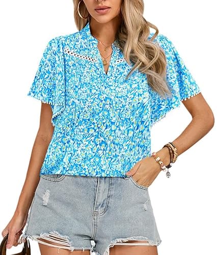 kate kasin bluse damen v-ausschnitt himmelblau schulterfrei gr. l