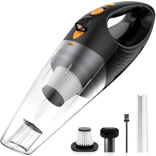 powools kabelloser handstaubsauger, hochleistungs-autostaubsauger, orange, mit 2 filtern, tragbar