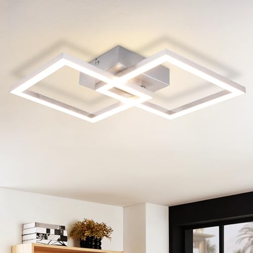 homefire led deckenleuchte 24 w warmweiß quadratisch silber für wohnzimmer küche flur kinderzimmer