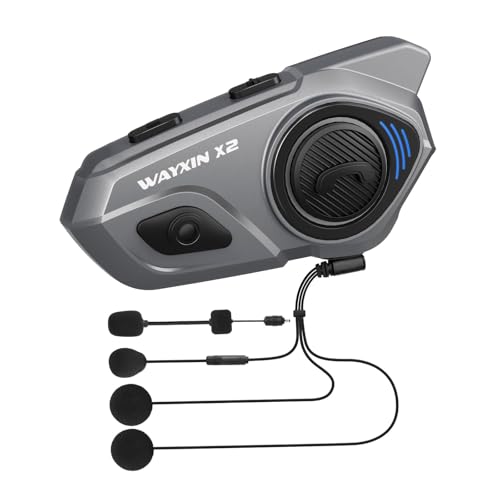 Produktbild: wayxin x2 motorrad intercom, bluetooth headset für 4 motorräder, wasserdicht, fm radio