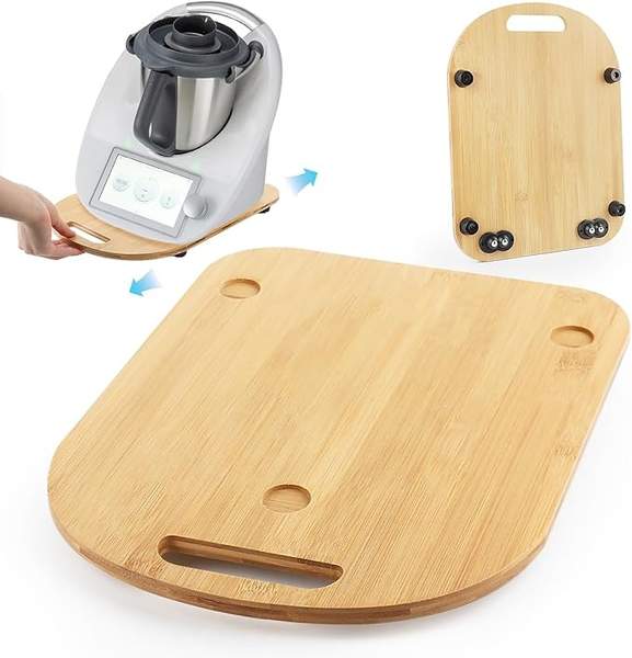 Produktbild: Gleitbrett Holz mit Rollen für Thermomix TM6 / TM5, Zubehör mit Handgriff
