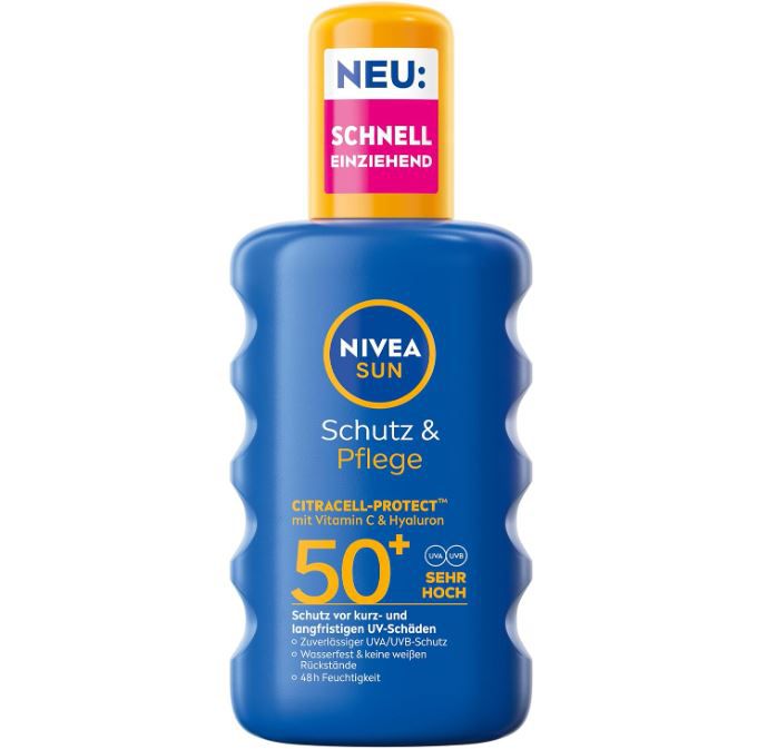 nivea sun sonnenspray lsf 50+, schutz und pflege für 7,60 statt 10