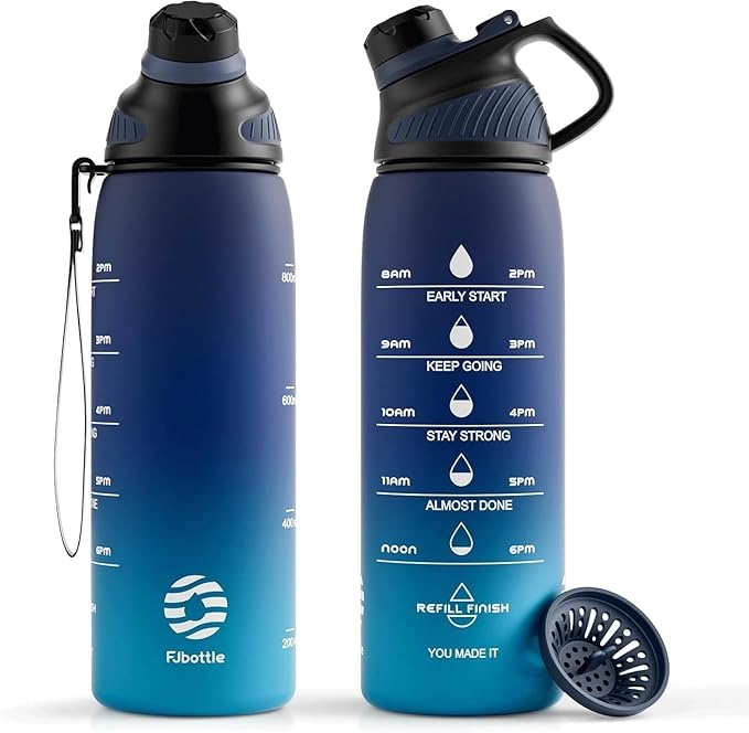 Fjbottle Trinkflasche 1L/710ML mit Sieb  BPA-frei, mit Zeitmarkierung, Magnetdeckel