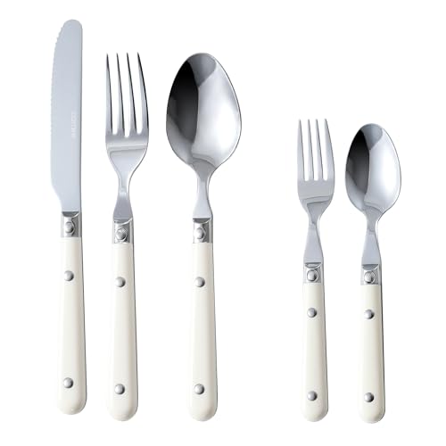carote besteckset 30-teilig edelstahl mit weißem griff für 6 personen spülmaschinenfest