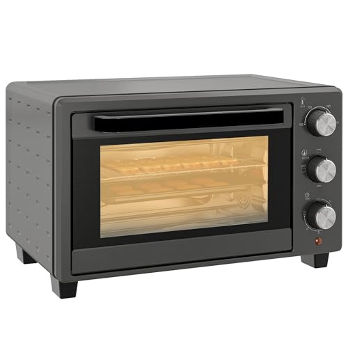 homcom minibackofen 21l 1400w, kleinbackofen mit timer, temperatur 100-230 C, grau