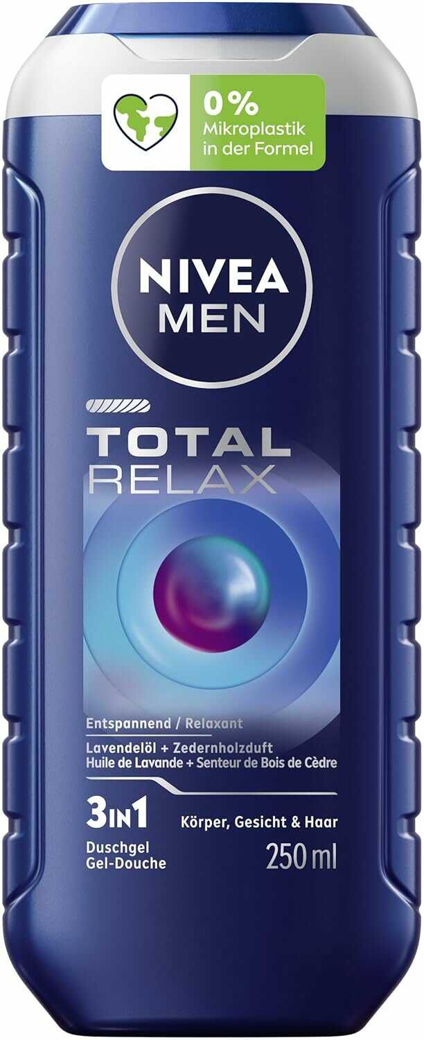 NIVEA MEN Duschgel 3in1 mit zedernholzduft und lavendelöl, pH-hautneutral, 250 ml