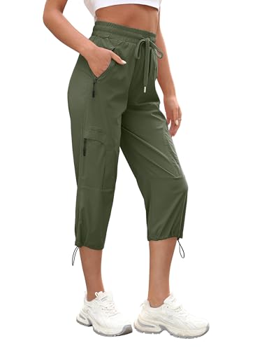 caprihose damen stylsense atmungsaktiv 3/4 sommerhose jogginghose grün, l