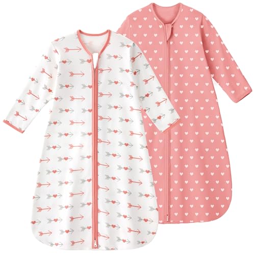 baby schlafsack yoofoss 2er pack 100% baumwolle 0.5 tog mit ärmel 90 cm 18-24 monate