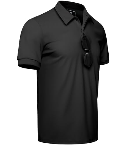 poloshirt herren golf kurzarm gletstore bügelfrei sport schwarz xl