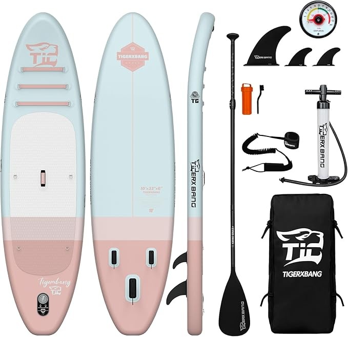 tigerxbang aufblasbares stand up paddle board pink für alle könnensstufen mit zubehör