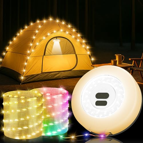 Produktbild: camping lichterkette 32.8ft aufrollbar, 4-in-1 tragbare led mit 9 modi, usb, wasserdicht