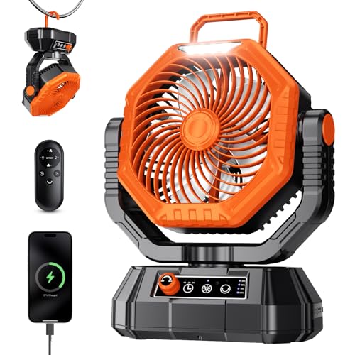 ajvv camping ventilator akku 20000mAh fernbedienung led licht drehbar orange
