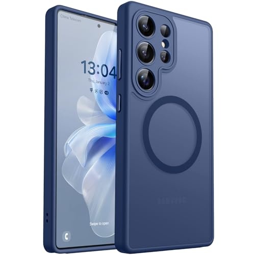 Samsung Galaxy S25 Ultra Hülle mit Kameraschutz, Magsafe, Matt Dunkelblau