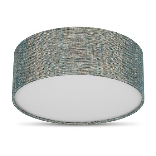 Produktbild: rev deckenleuchte rund 30cm vintage-deckenlampe mit stoffschirm grün-gold Schlafzimmer Wohnzimmer