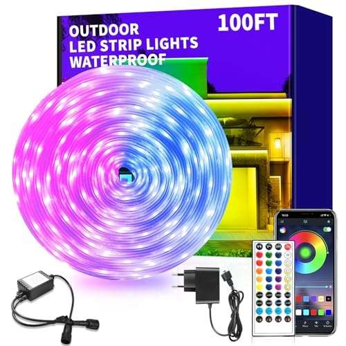 vimeepro LED strip light 30m rgb wasserdicht mit remote app steuerung für außenbereich