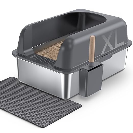gimars kattenklo edelstahl 37l große katzentoilette für mittelgroße und große katzen