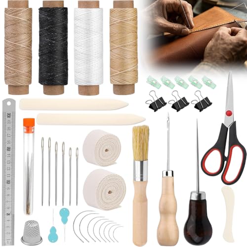 Produktbild: buchbindewerkzeugset 41-teilig, leder nähset, diy buchbinde-materialien, handwerk