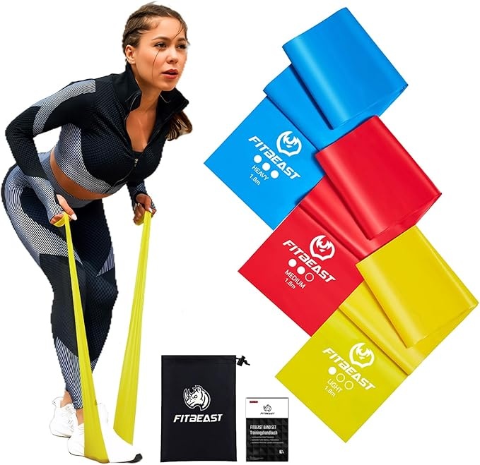 Produktbild: FitBeast Fitnessbänder 3er-Set, 1.8M Gymnastikband für Yoga, Pilates, Krafttraining