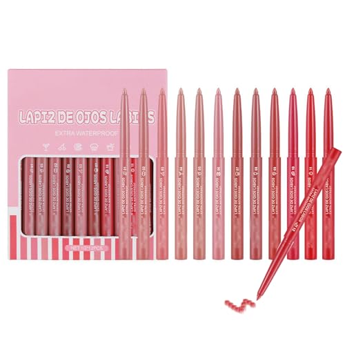lip liner set 12 stücke, langlebig wasserdicht hochpigmentiert lipgloss kit