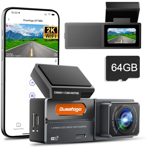 dashcam auto front 2k mit wifi, 64gb, nachtsicht, 170 weitwinkel, g-sensor, parkmodus