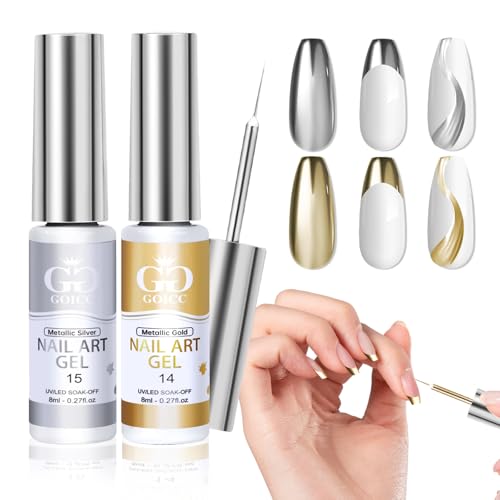 gel liner nagellack 8ml set metallic silber gold für nail art und maniküre