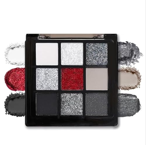 lilbitty smokey black red lidschatten-palette, 9 farben, dunkle schimmer, matt, metallisch