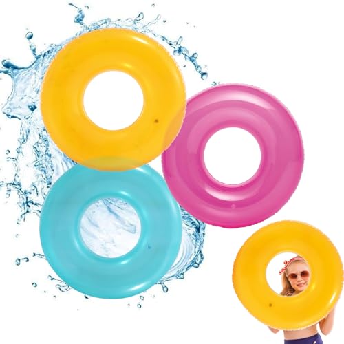 schwimmring aufblasbar transparent 30" (76cm) für kinder und erwachsene pool strandparty kids-3p-2
