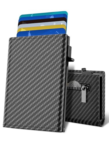 kartenetui herren, slim wallet rfid-blocking, aluminium pop-up mit münzfach