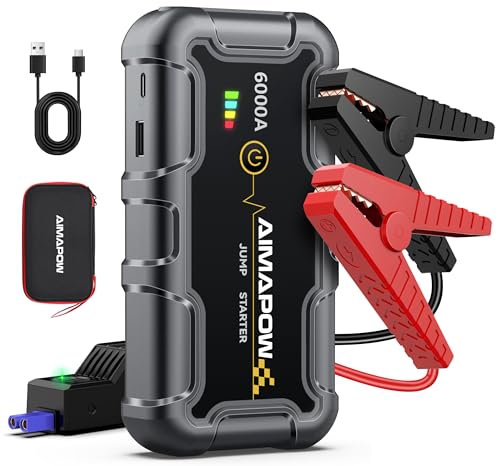 aimapow starthilfe powerbank 6000a 12v, autobatterie booster für auto, motorrad, suv
