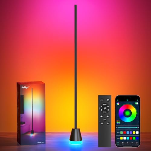 rgbic led stehlampe dimmbar 150cm mit fernbedienung und app, 16 millionen farben