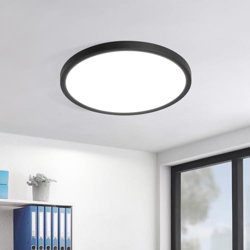 Produktbild: muyuua led deckenlampe flach rund badlampe 18cm ip44 wasserdicht 15w 6500k schwarz
