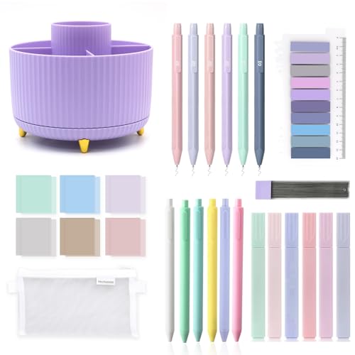 qpenguinbabies 360 drehbarer bleistifthalter, textmarker, kugelschreiber, notizen, federmäppchen, lila