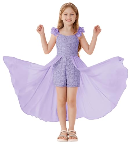 grace karin kinder mädchen jumpsuit chiffon weitbeinig lila 12-14 jahre party overall