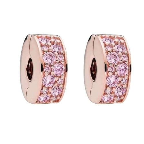 Sterling Silber Bead Charms Light Pink Clip Stopper Perlen Zirkonia für Armbänder & Halsketten