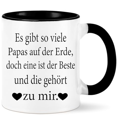 Diztoud Papa Tasse schwarz 325ml, Geschenke für Papa zum Vatertag, Geburtstag, Weihnachten