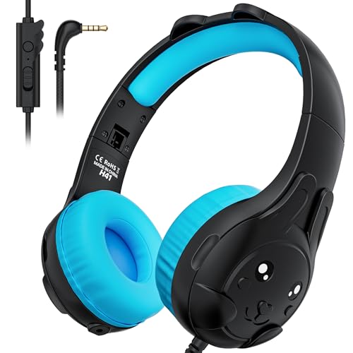 ZIUMIER Kinder Kopfhörer mit Kabel, Lautstärkebegrenzung, Mikrofon, Faltbar