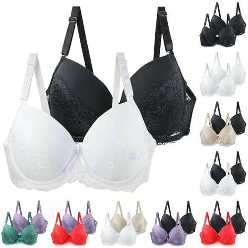 xcxc bh set 2er-pack damen ohne bügel push-up spitzen-bh große größen verstellbare träger