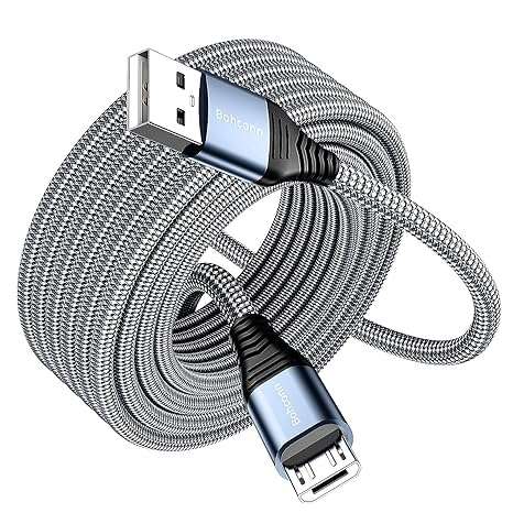 micro usb kabel 3m nylon ladekabel für samsung huawei redmi nokia kindle grau - bohconn