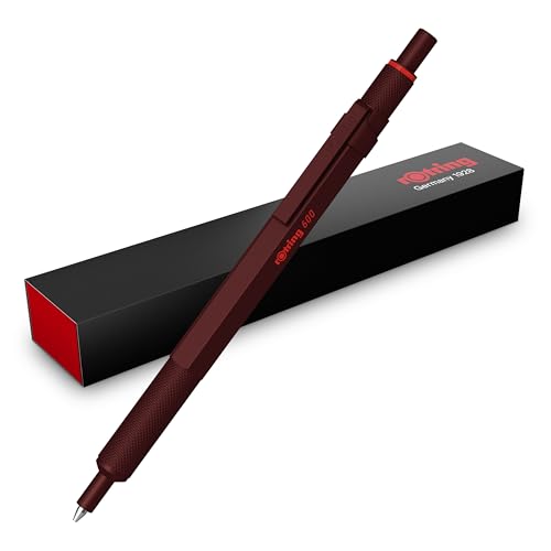 rotring 600 kugelschreiber schwarz, mittlere spitze, vollmetall, schokoladenbraun, nachfüllbar