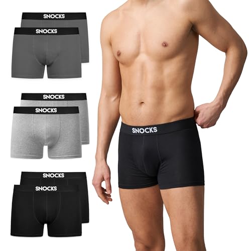 Produktbild: Snocks Boxershorts Herren Bio-Baumwolle 6er Pack Schwarz/Hell Grau/Grau Gr.M