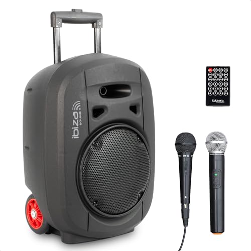 Ibiza portabler 8 Zoll lautsprecher 400 W mit mikrofon, bluetooth, akku 6-8 h