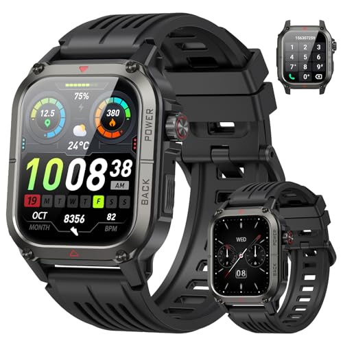 smartwatch herren militär 1.91" hd mit herzfrequenz schrittzähler sportuhr ip68