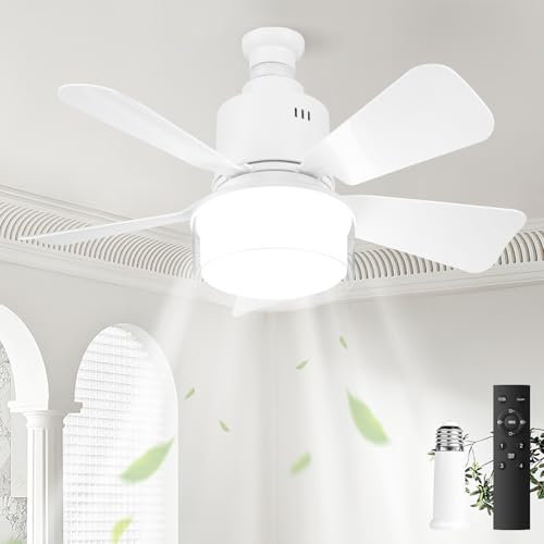 starnearby deckenventilator mit licht und fernbedienung, 72W LED, 45cm, dimmbar, weiß