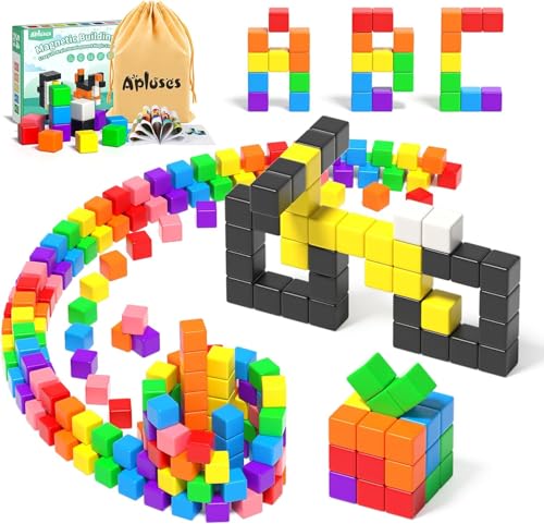 Apluses magnetische blöcke 54 pcs, bausteine für kleinkinder ab 3 jahren, montessori spielzeug