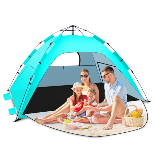 strandmuschel pop up quick up mit veranda, uv schutz 50+, einfaches aufbauen, hellgrün