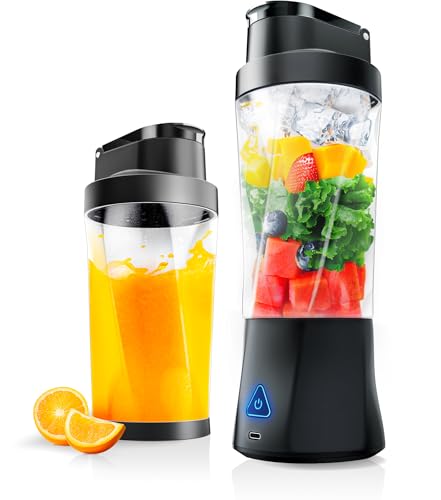 smoothie maker tragbar, mini mixer 700ml, 6000 mAh, bpa-frei, leakproof, für eis und obst