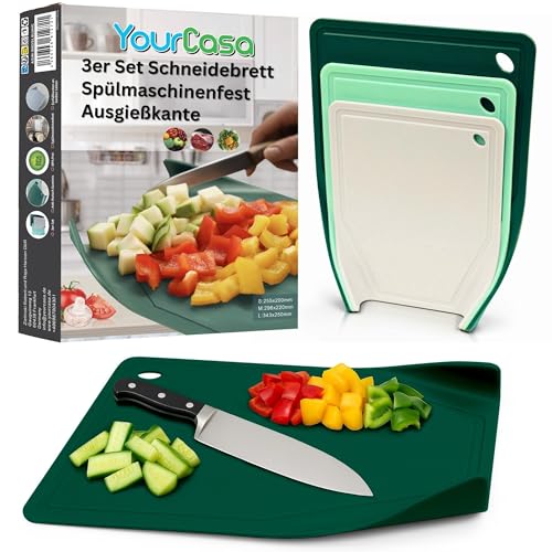Produktbild: schneidebrett set 3x kunststoff bpa frei mit trichterform